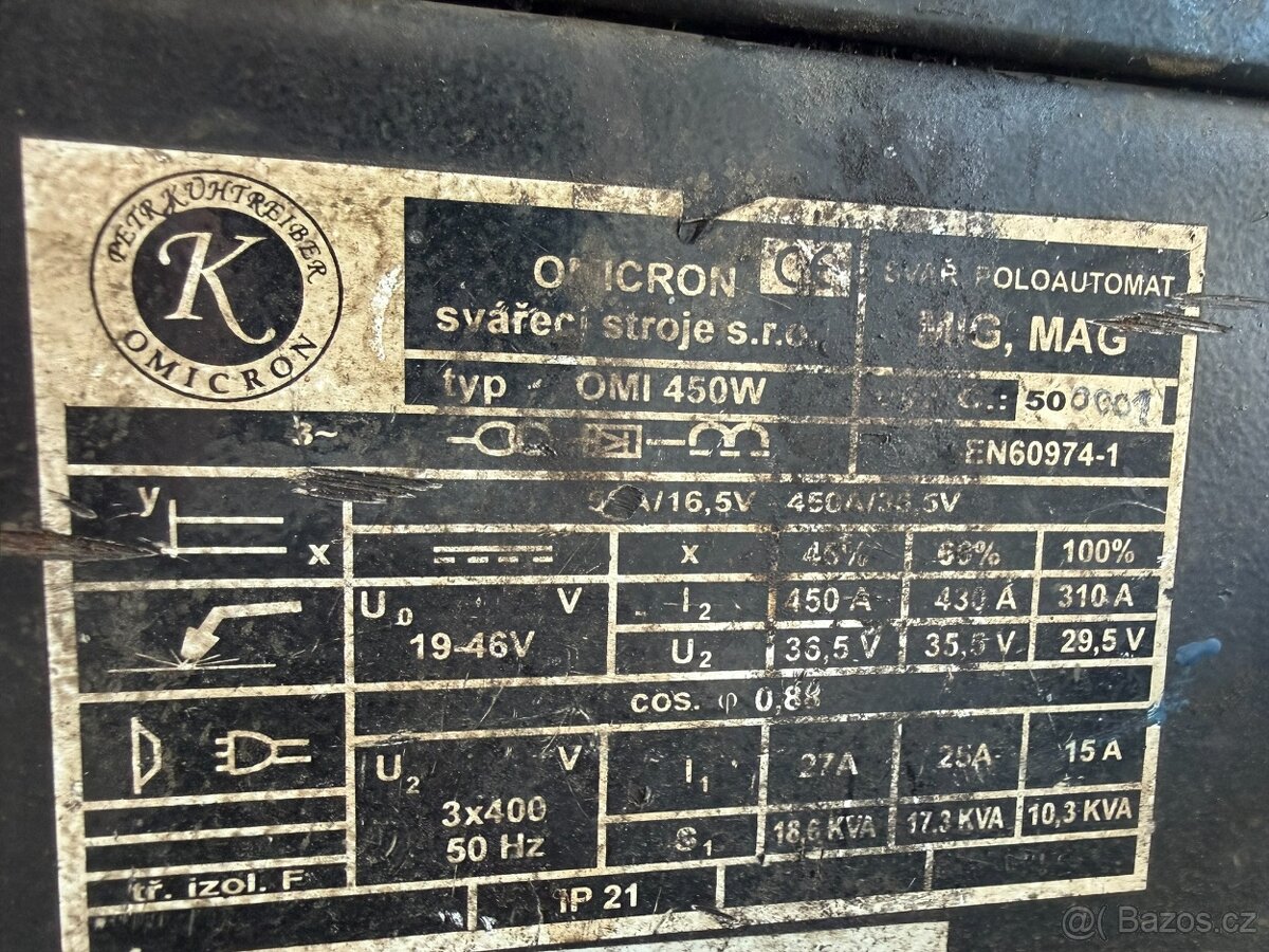 Svářečka MIG/MAG OMICRON OMI 450W 350A, 400V - 5