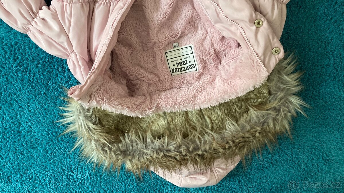 Luxusní zimní kabát 11-12 let + set čepice a šály - 5