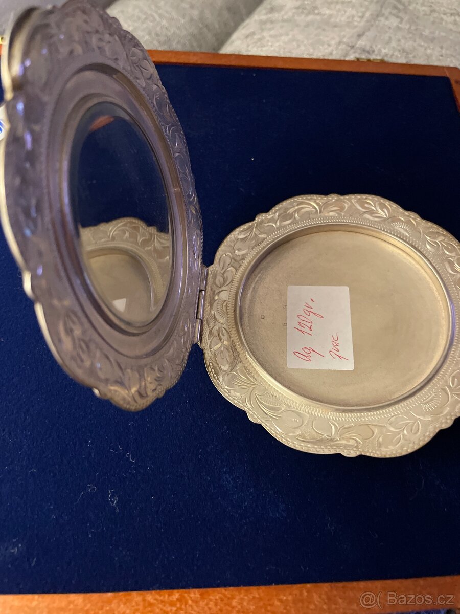 VELKÁ luxusní stříbrná PUDŘENKA-120g stará 110let - 5