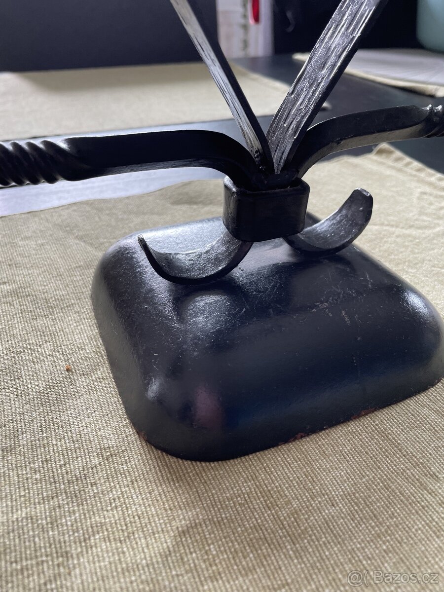 Starý kovový svícen na 3 svíčky - 5