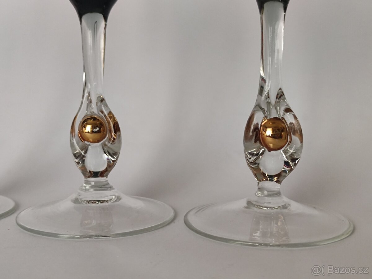 Luxusní sklenice Zlatá Zuzana, retro skleničky, ČSSR - 5