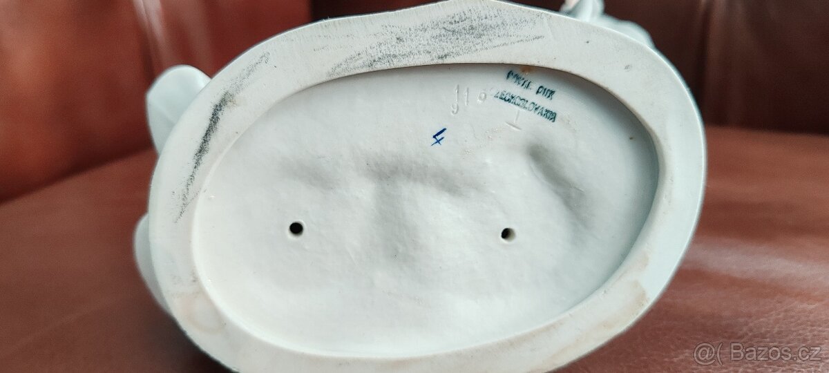 starožitná porcelánová soška Royal dux, tanečnice art deco - 5