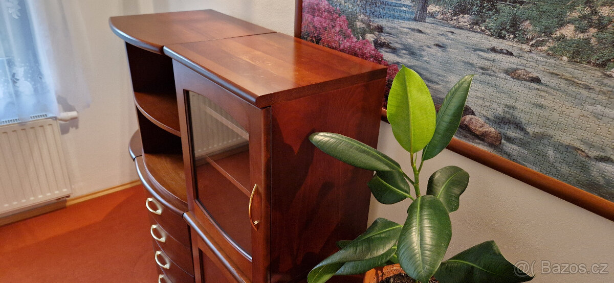 Sestava modulárních skříněk, obývací stěna masiv/dřevotříska - 5