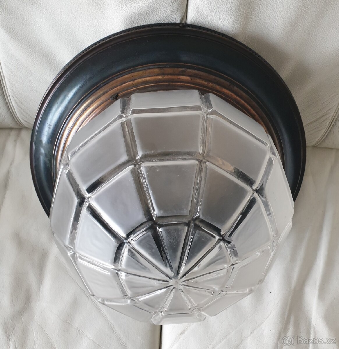 Velká starožitná stropnice art deco mosaz prolamo - 5