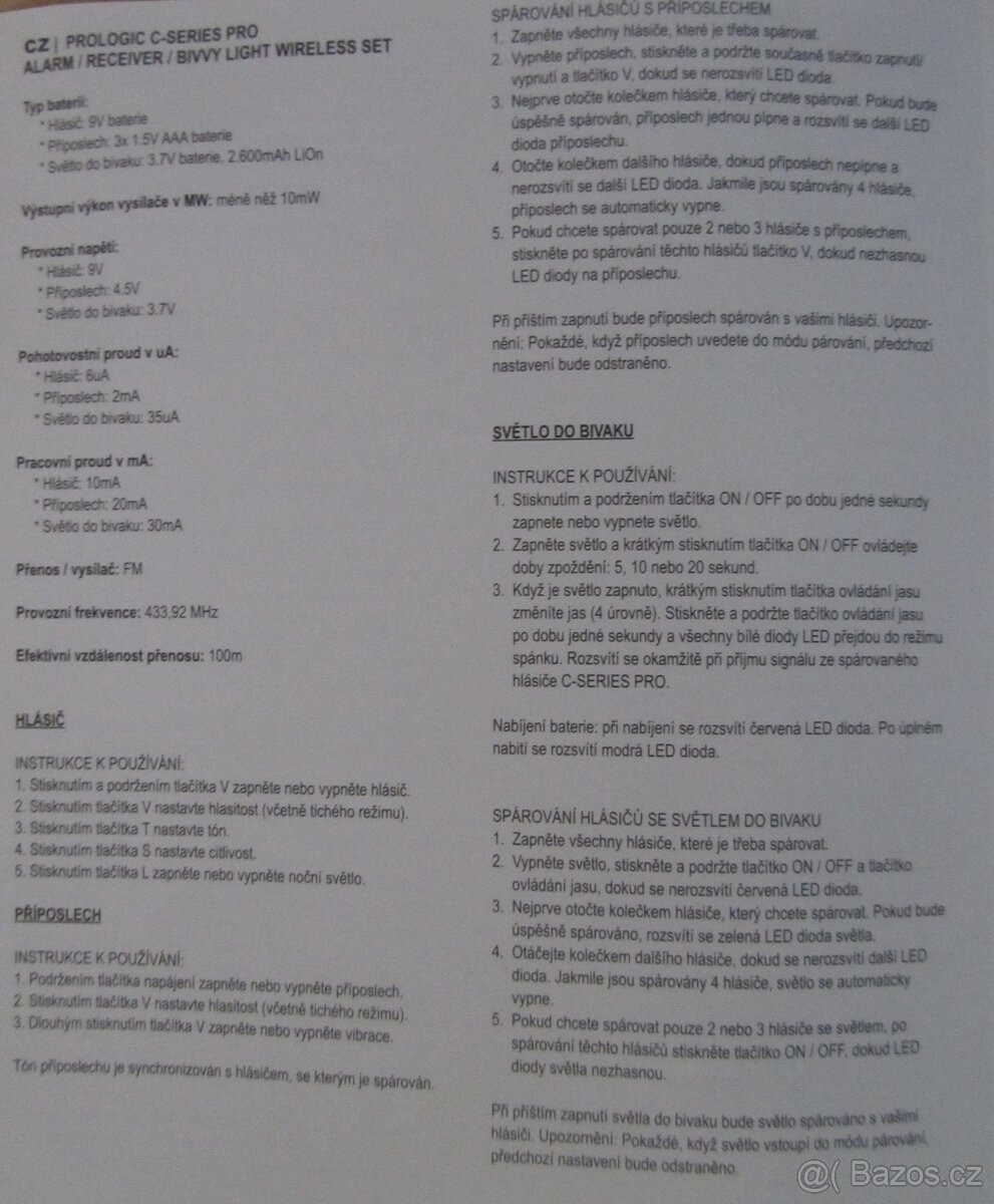 Hlásiče Prologic Nové sada 3+1+1 příposlechorig.balení,návod - 5