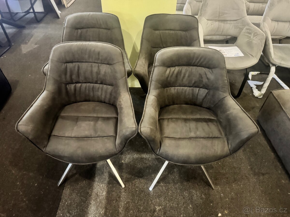 Nové 4x jídelní židle - křesílka tmavě šedé - 5