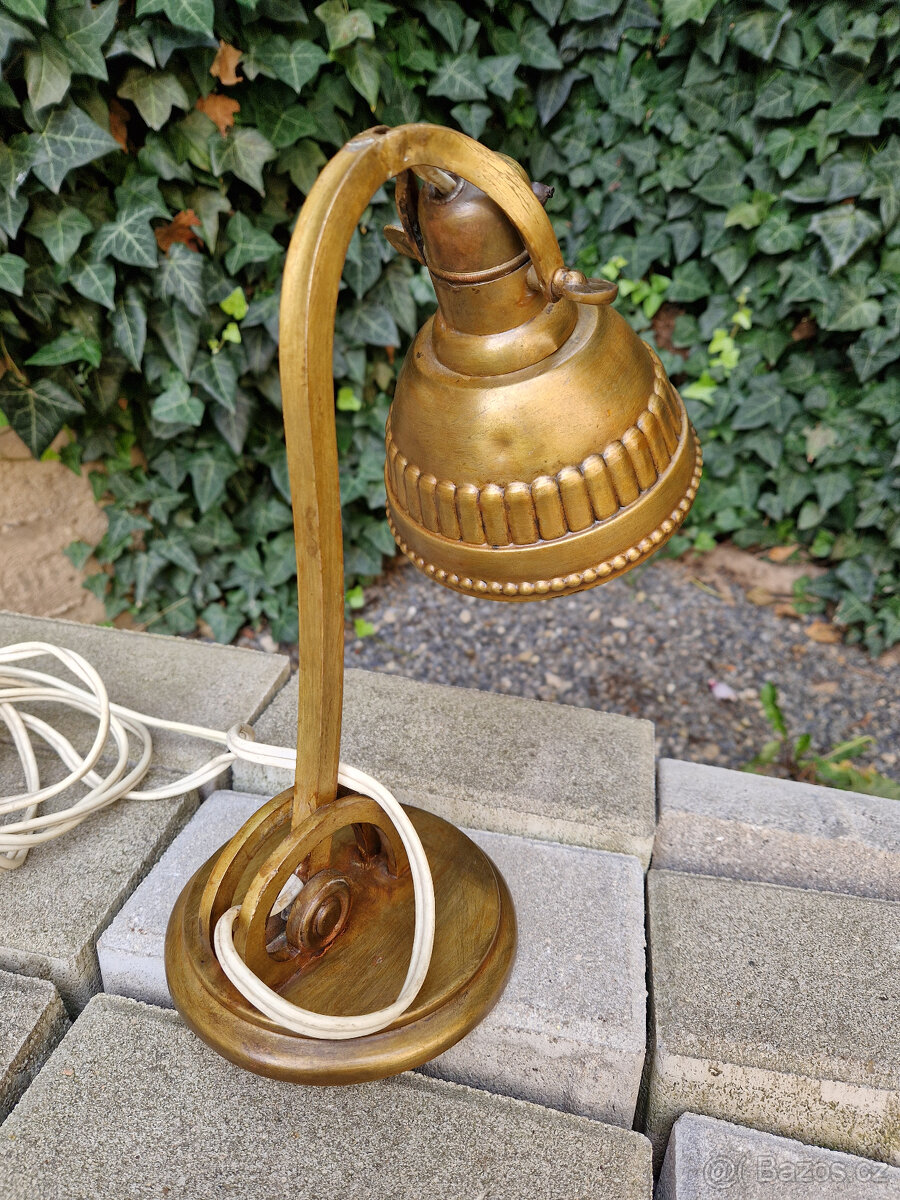 Starožitná stolní mosazná kloubová lampa 1. Republika - 5