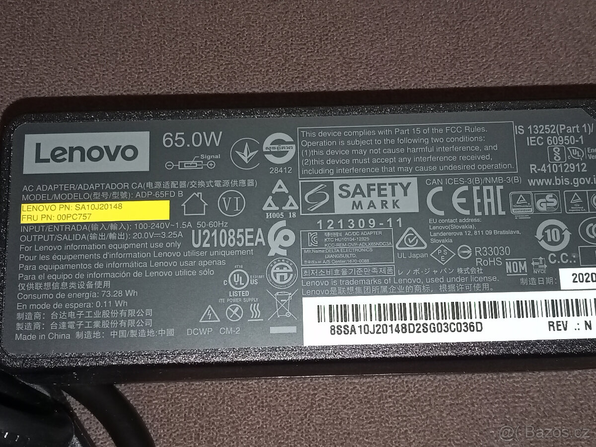 Adaptér Lenovo 65W - napájecí zdroj 20V 3,25A 65W - Originál - 5