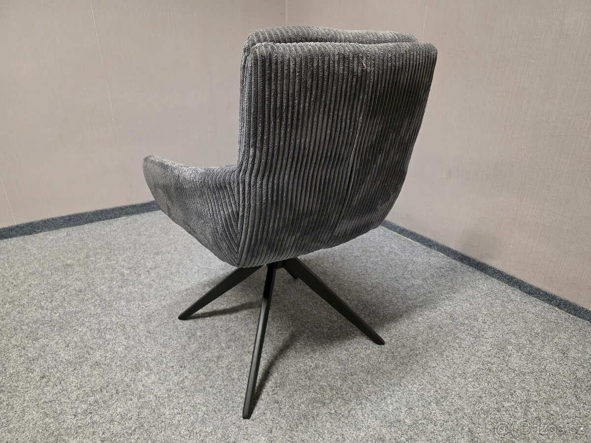 Nová 6x otočná židle šedý manšestr - 5