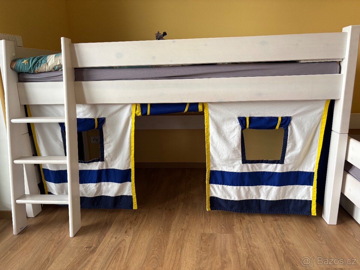 Dřevěná patrová postel - bílá - 5