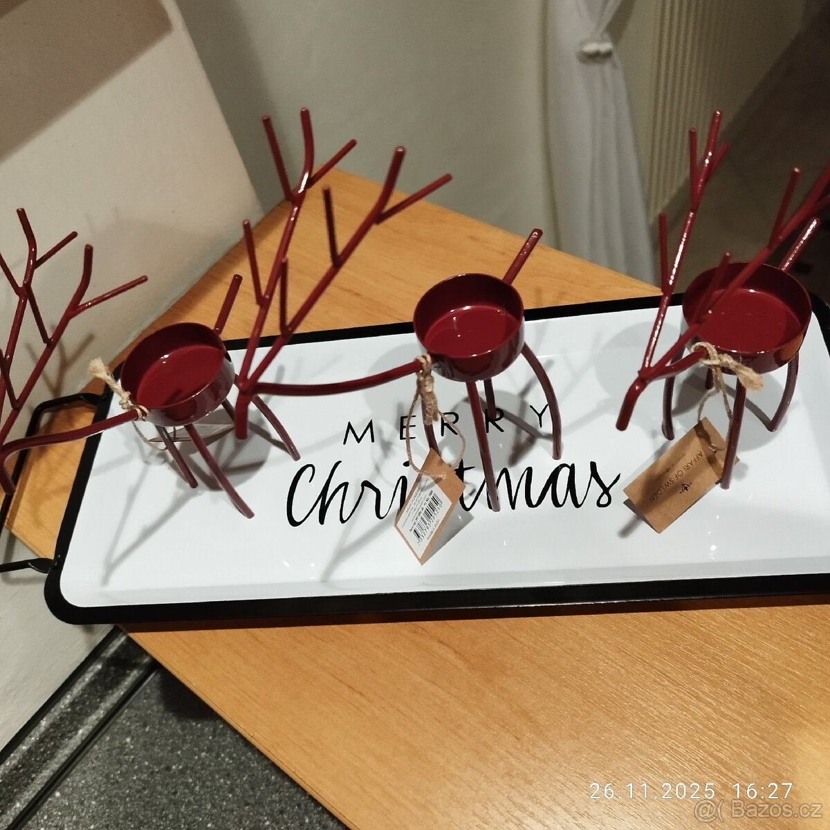 Kovový svícen na čajovou svíčku Jelínek a vánoční podnos - 5