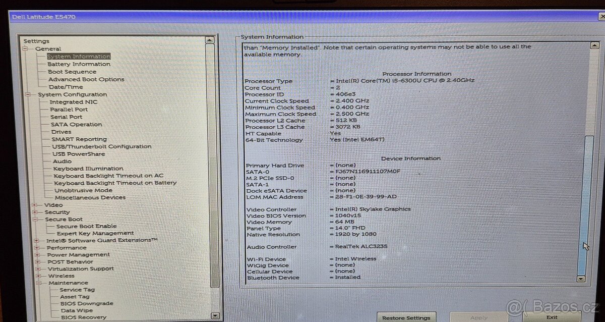Notebook DELL E5470 vč. docku a 2 adaptérů (90, 130W) - 5