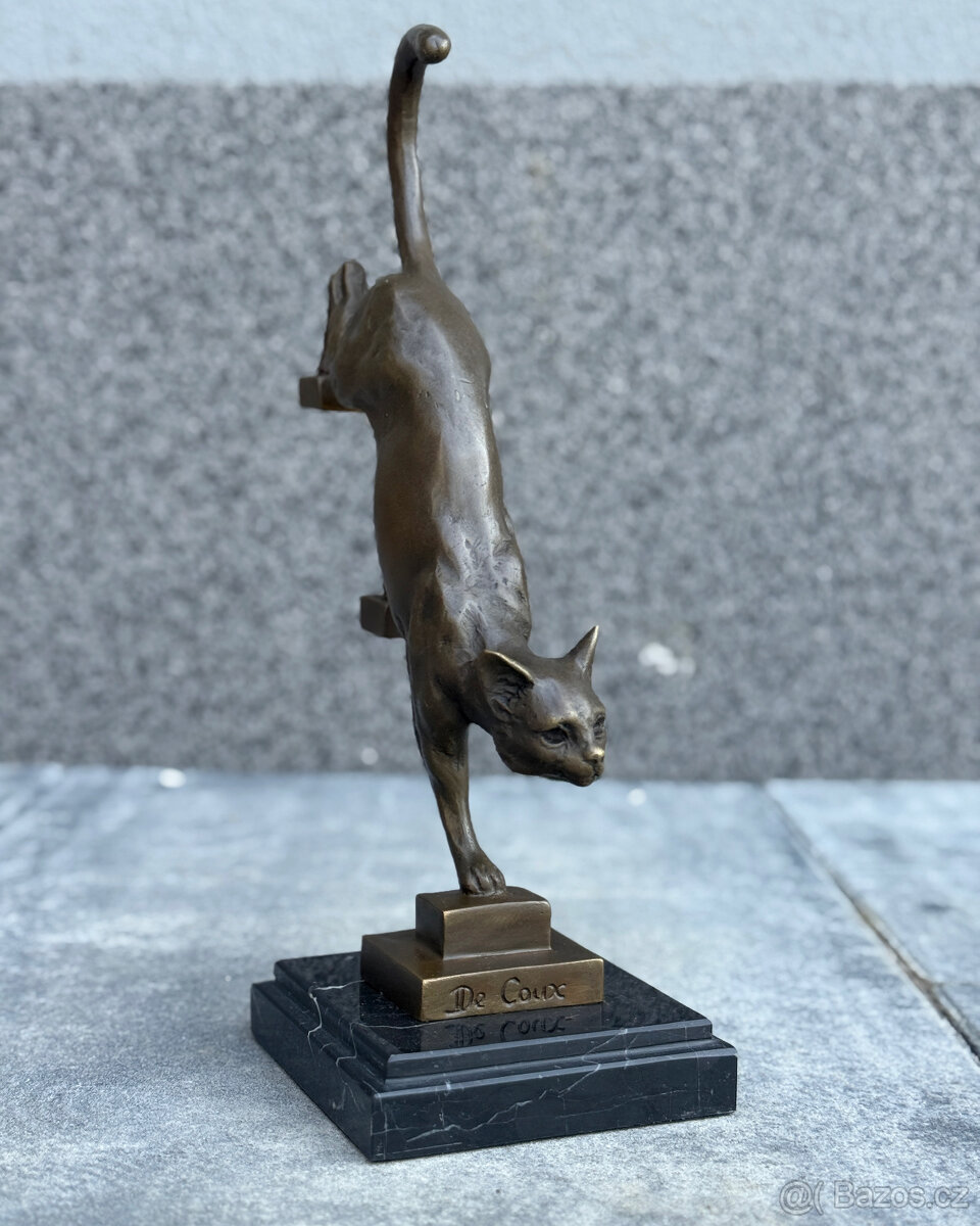 Bronzová socha Kočka luxusní dekorace mazlíček figurka dárek - 5