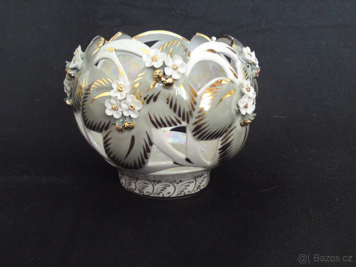 Zdobná váza a zdobená miska, dóza - 5