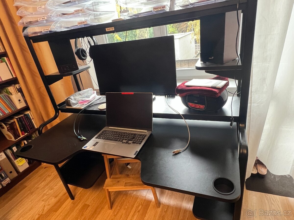 Herní / pracovní stůl IKEA FREDDE černý 140/185x74x146 - 5