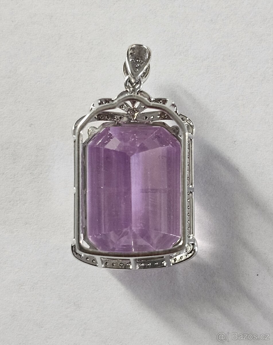 DIAMANTOVÝ PŘÍVĚSEK KUNZIT 36.64ct. NÁDHERNÝ - 5