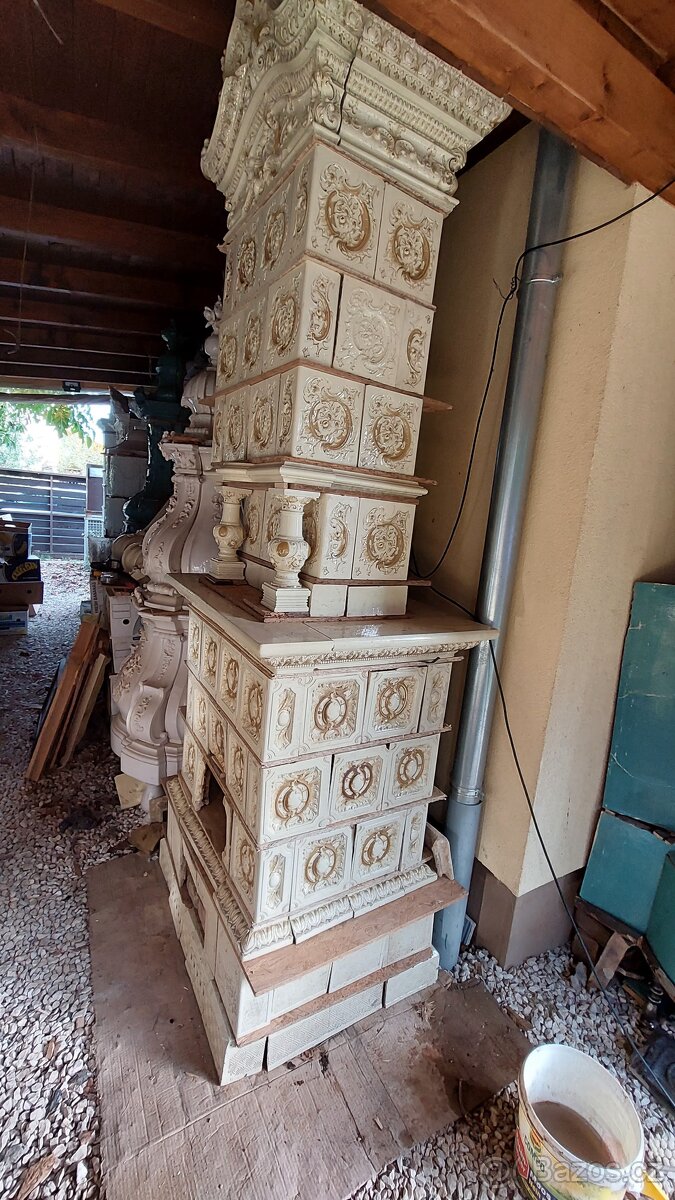 Kachlová kamna , starozitná - 5