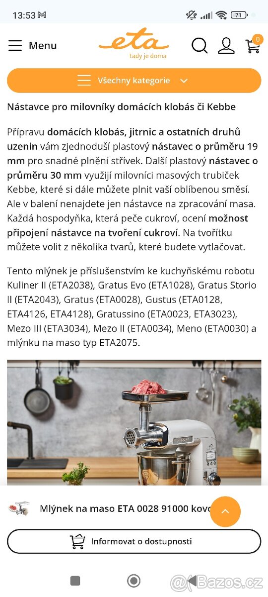 Mlýnek na maso ETA 0028 91000 kovové - 5