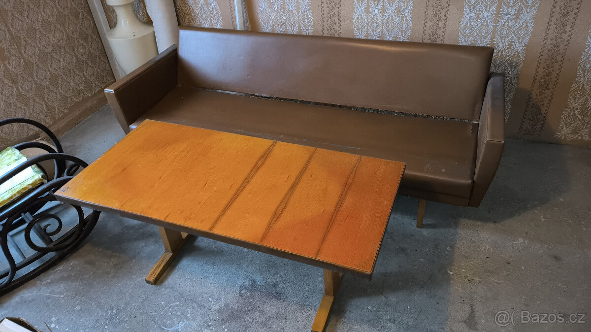 Retro sedačka + 2 křesla + stolek - 5