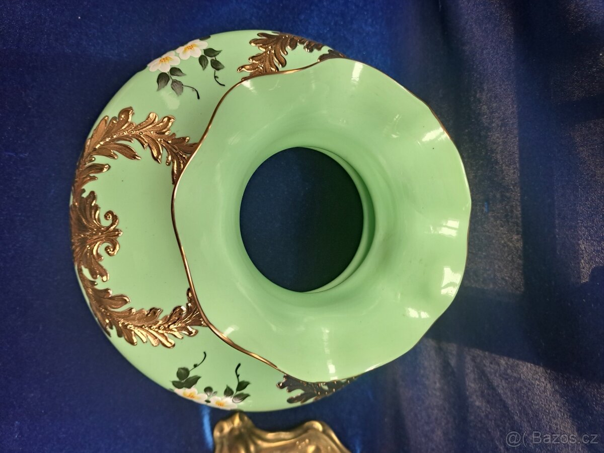 Secesní, petrolejová lampa z mosazi - 5