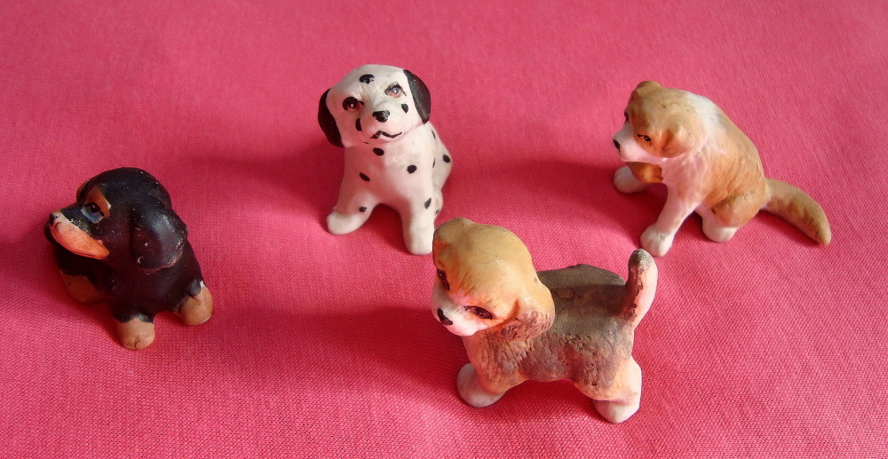 Retro porcelánová zvířátka - kočky, psi, veeverky - 5