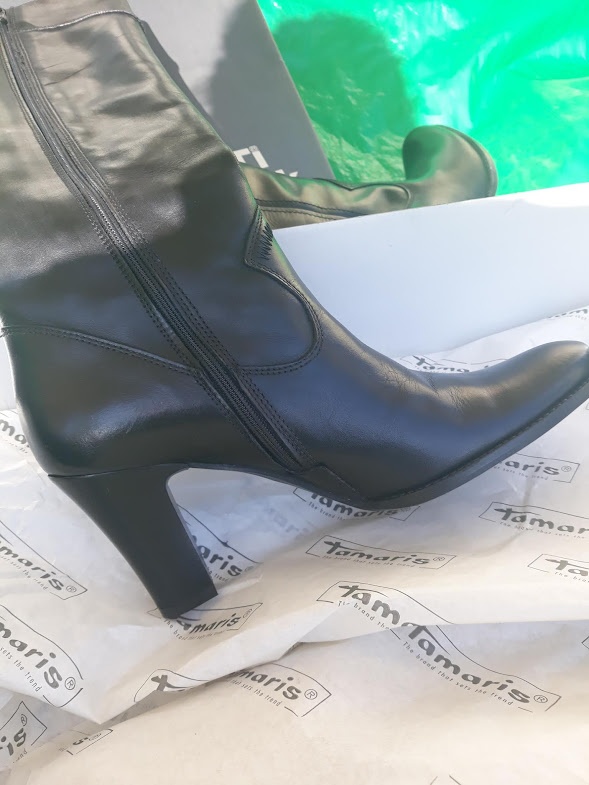 Nové kožené kozačky č.39, černé, rezavé, béžové - 5