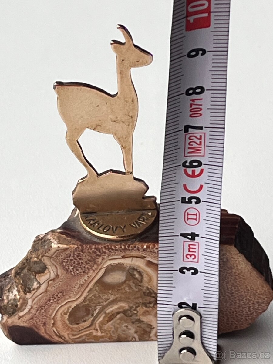 Starší lázeňské těžítko Karlovy Vary – přírodní kámen, mosaz - 5