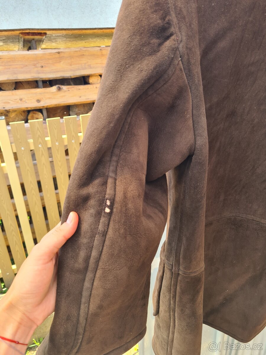 Semišový kožich (pravá kůže) s pravým beránkem uvnitř - 5