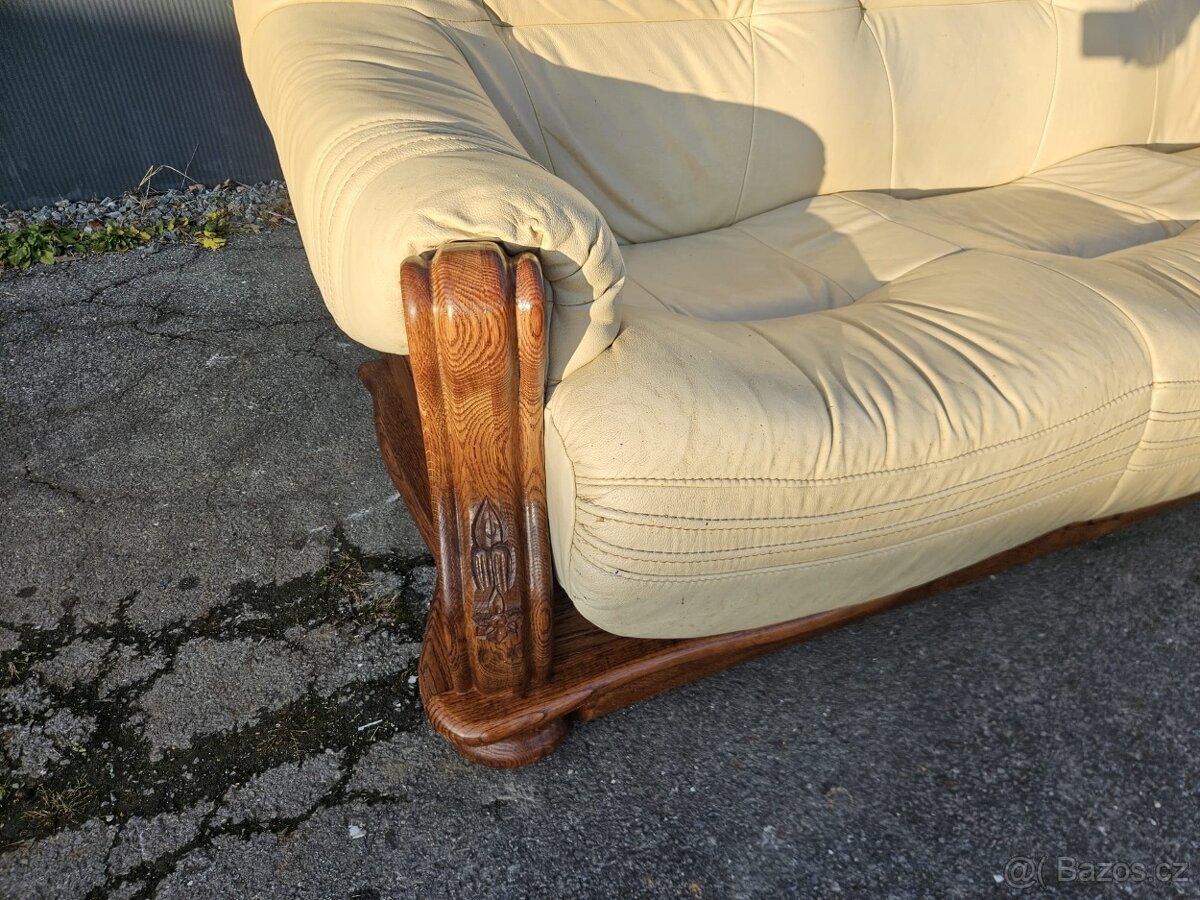 Sedačka kožená, třímístná - 5