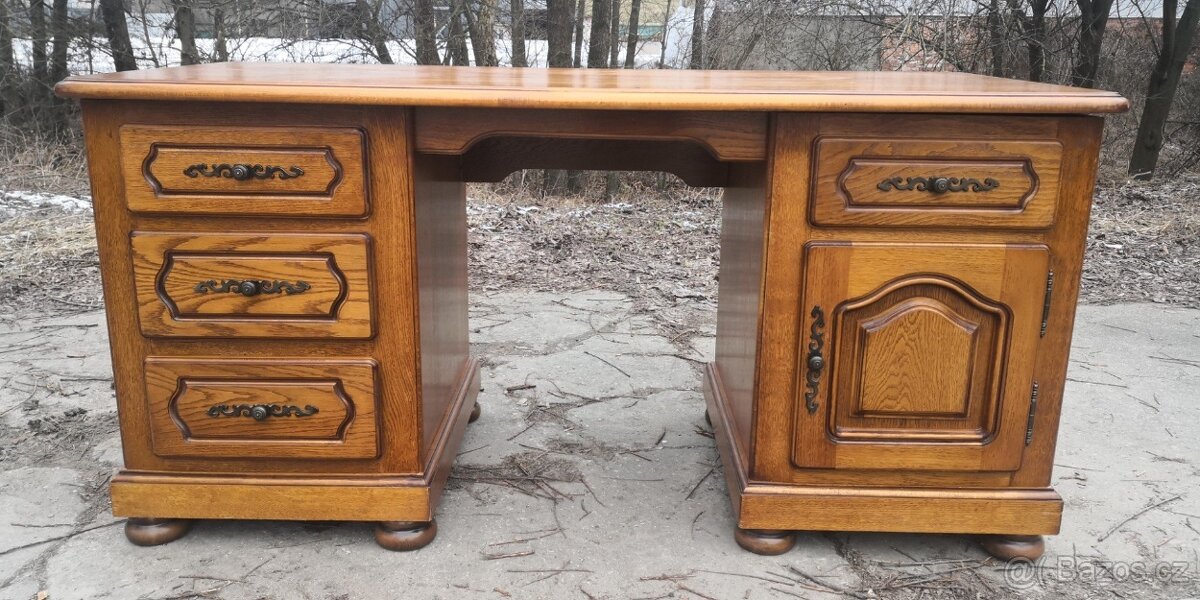 Rustikální masivní psací stůl - 5