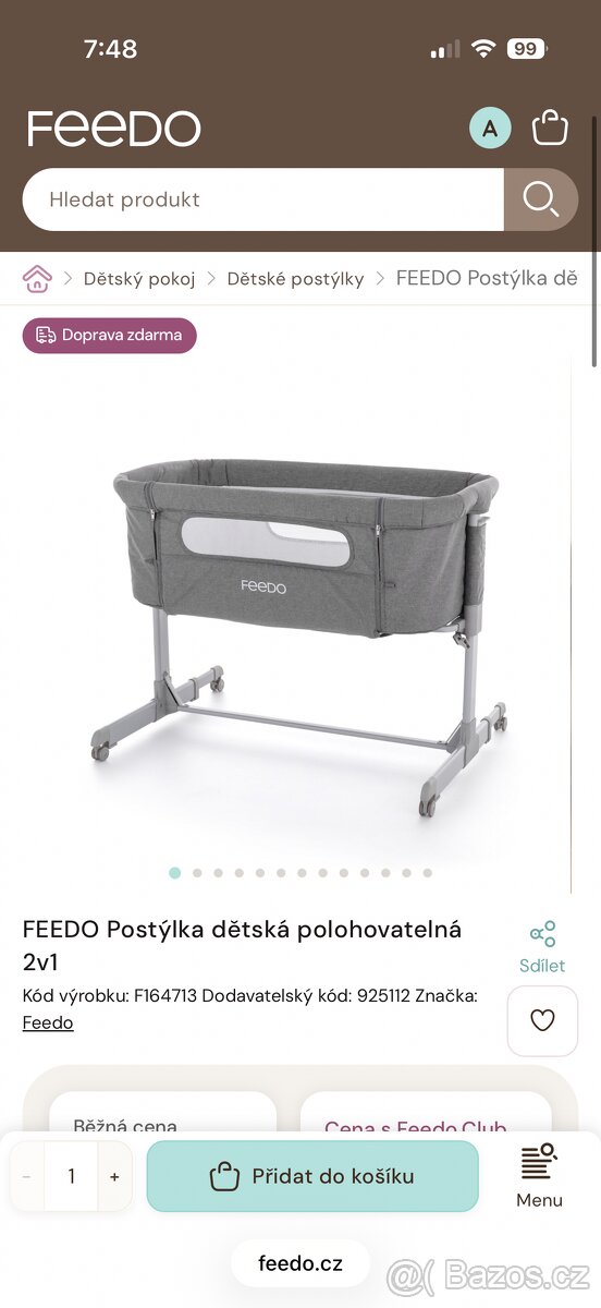 Přístavná postýlka Feedo - 5