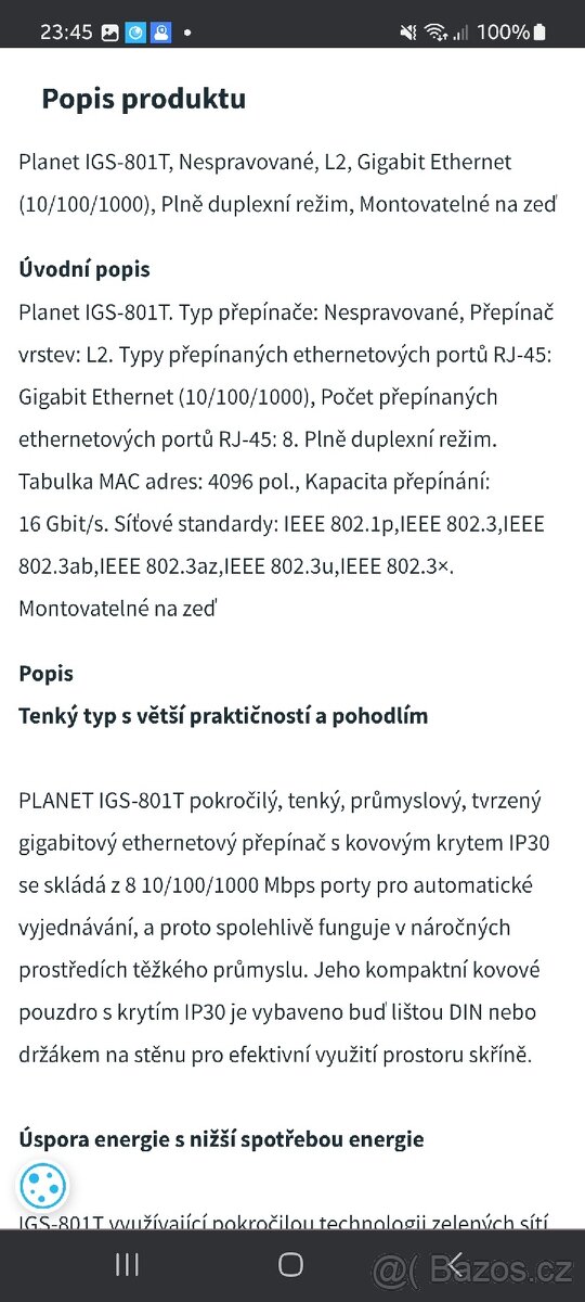 Planet IGS-801T Ethernet přepínač - 5