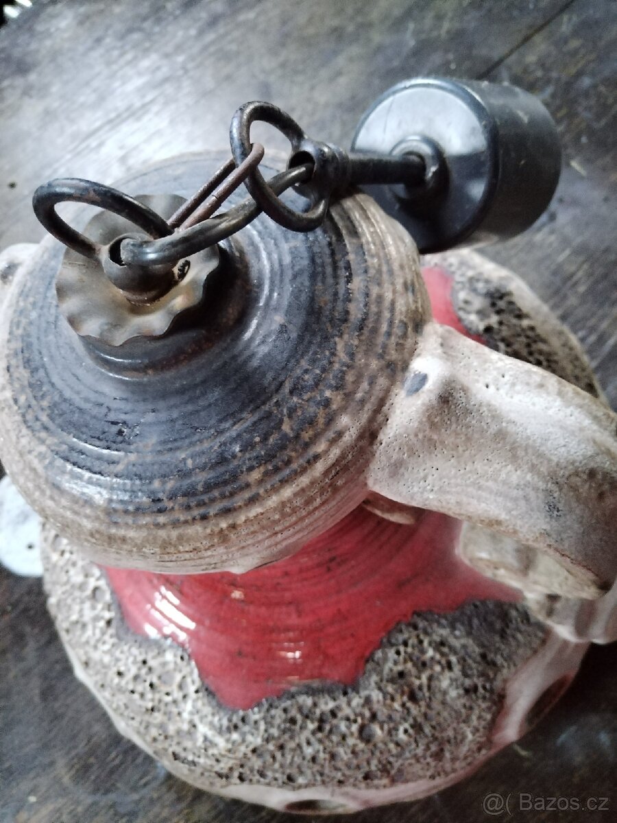 Starožitná keramická lampa, lustr - 5