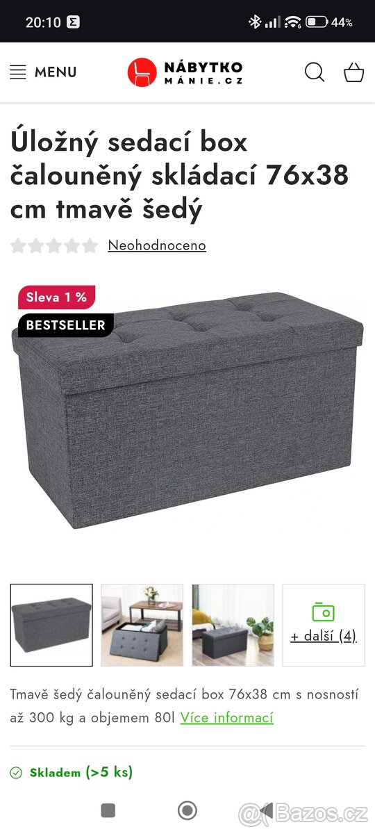 Úložný sedací box, taburet - 5