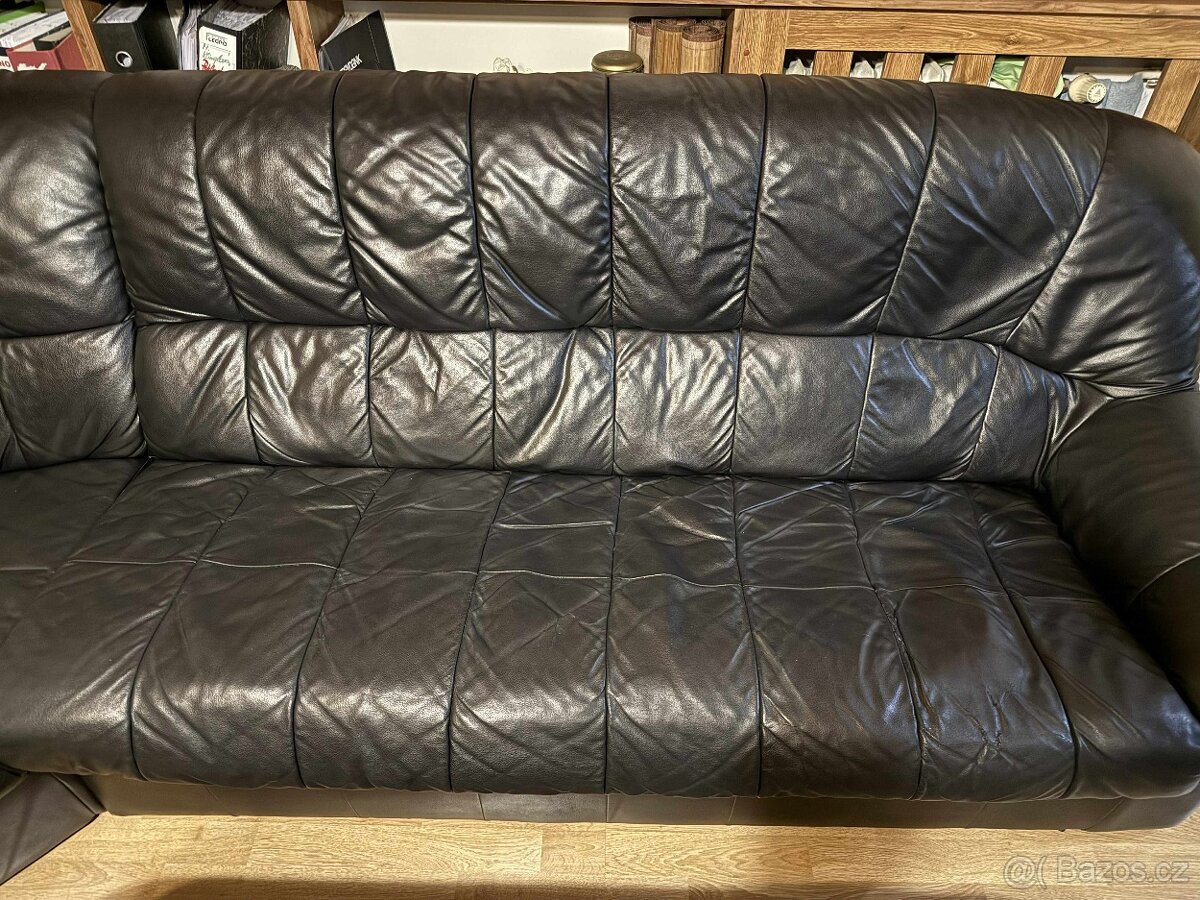Celokožená souprava do L + křeslo - 5