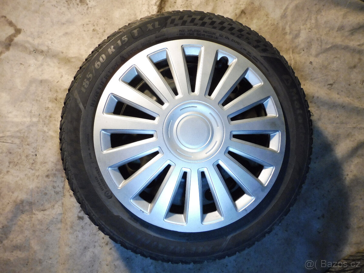 Prodám 4 orig.15"plech.kola + zim.pneu.O.MERIVA185/60/15 - 5