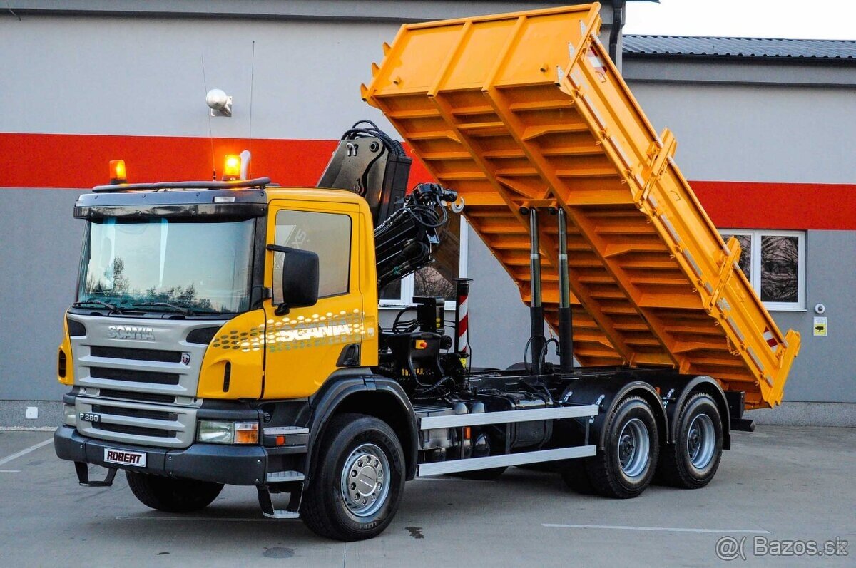 SCANIA P380 6X4 SKLÁPĚČ / VYKLÁPĚČ + HYDRAULICKÁ RUKA EU-4 - 5