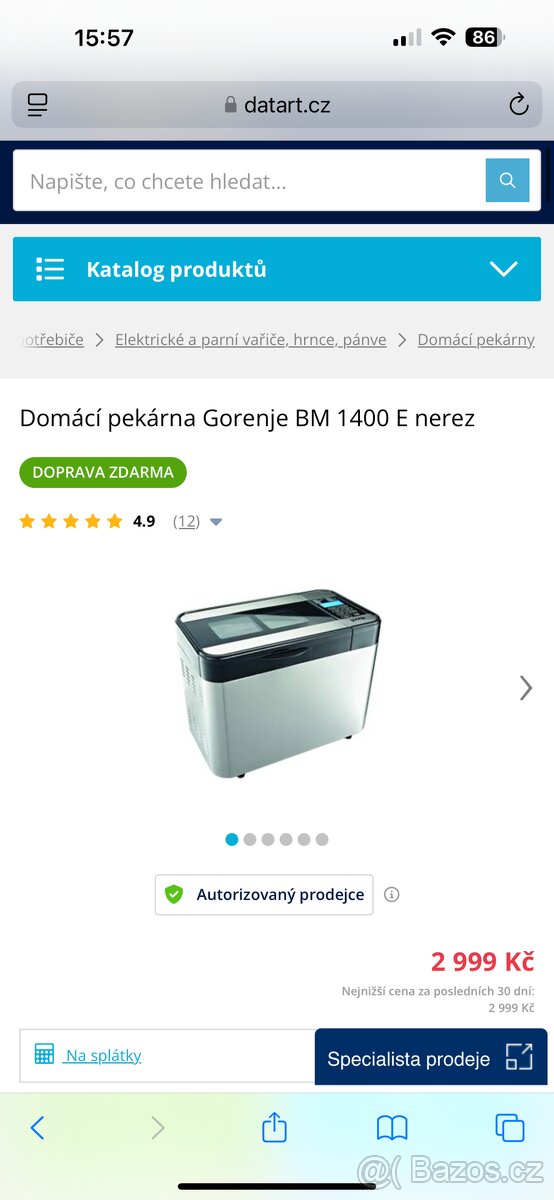 Domácí pekárna Gorenje BM 1400 E nerez - 5