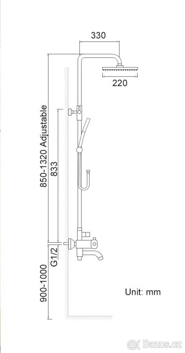 Nová baterie sprchová mosazná - 5
