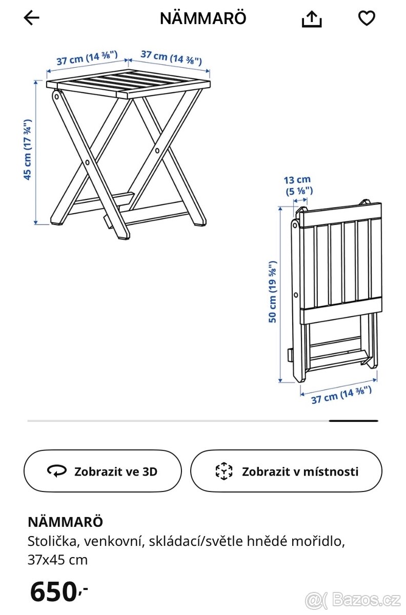 NÄMMARÖ lavice s opěrkou a stolička - 5