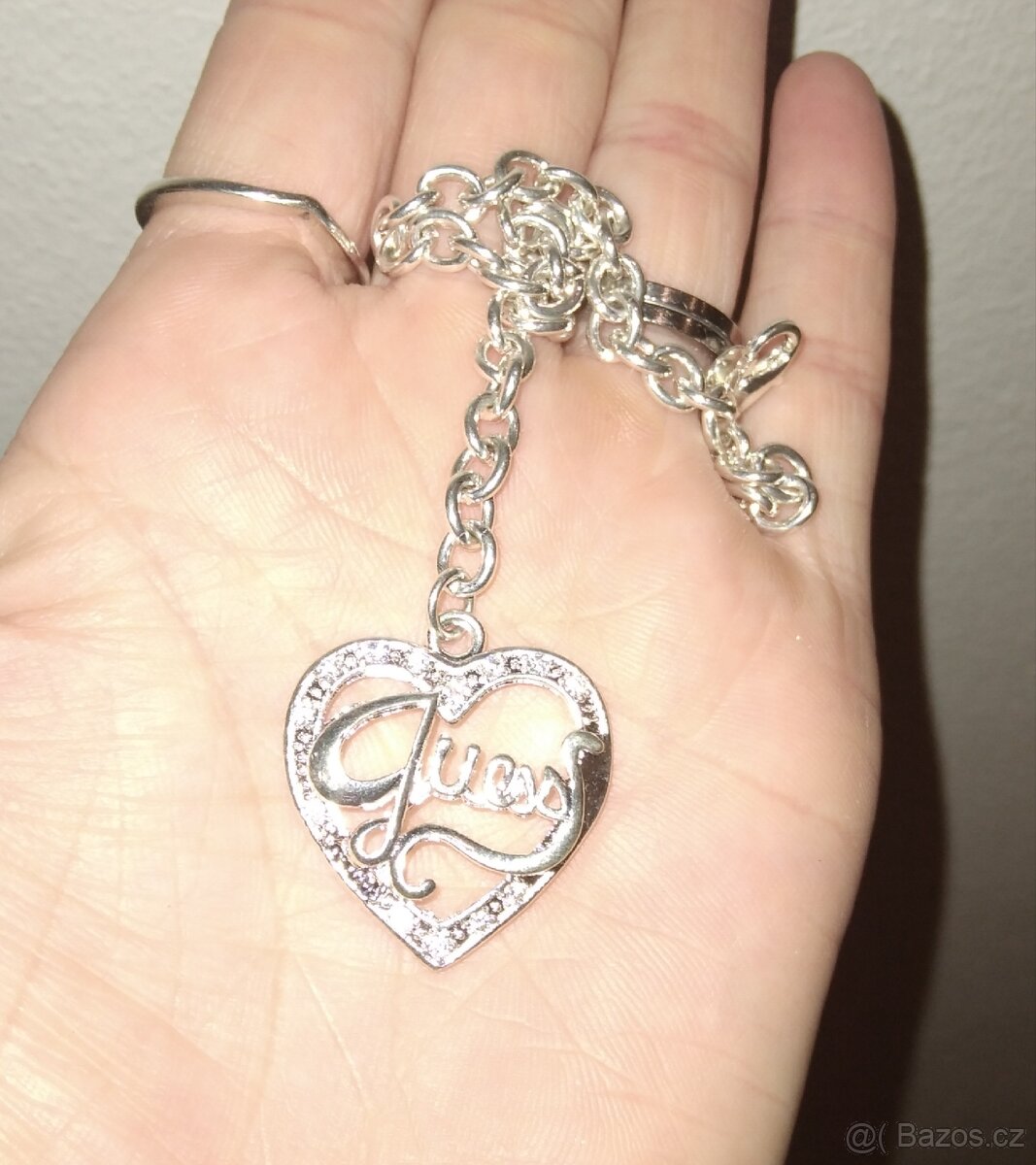 Nový náramek guess srdce srdíčko bižuterie 21 cm postribrene - 5