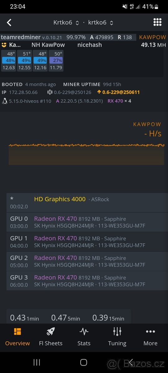 Mining Rig v servrovém case 4U - 5