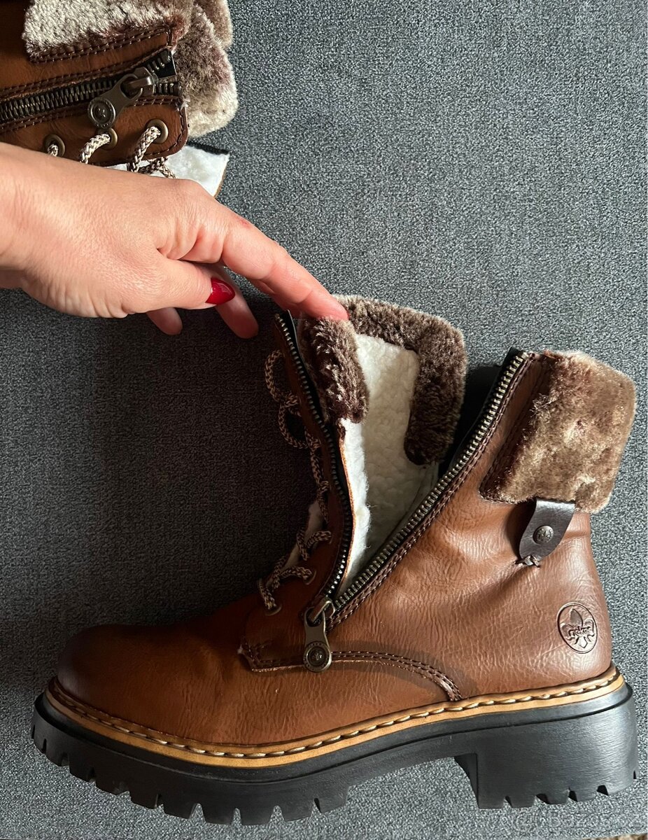 Dámské zimní kožené boty Rieker - 5