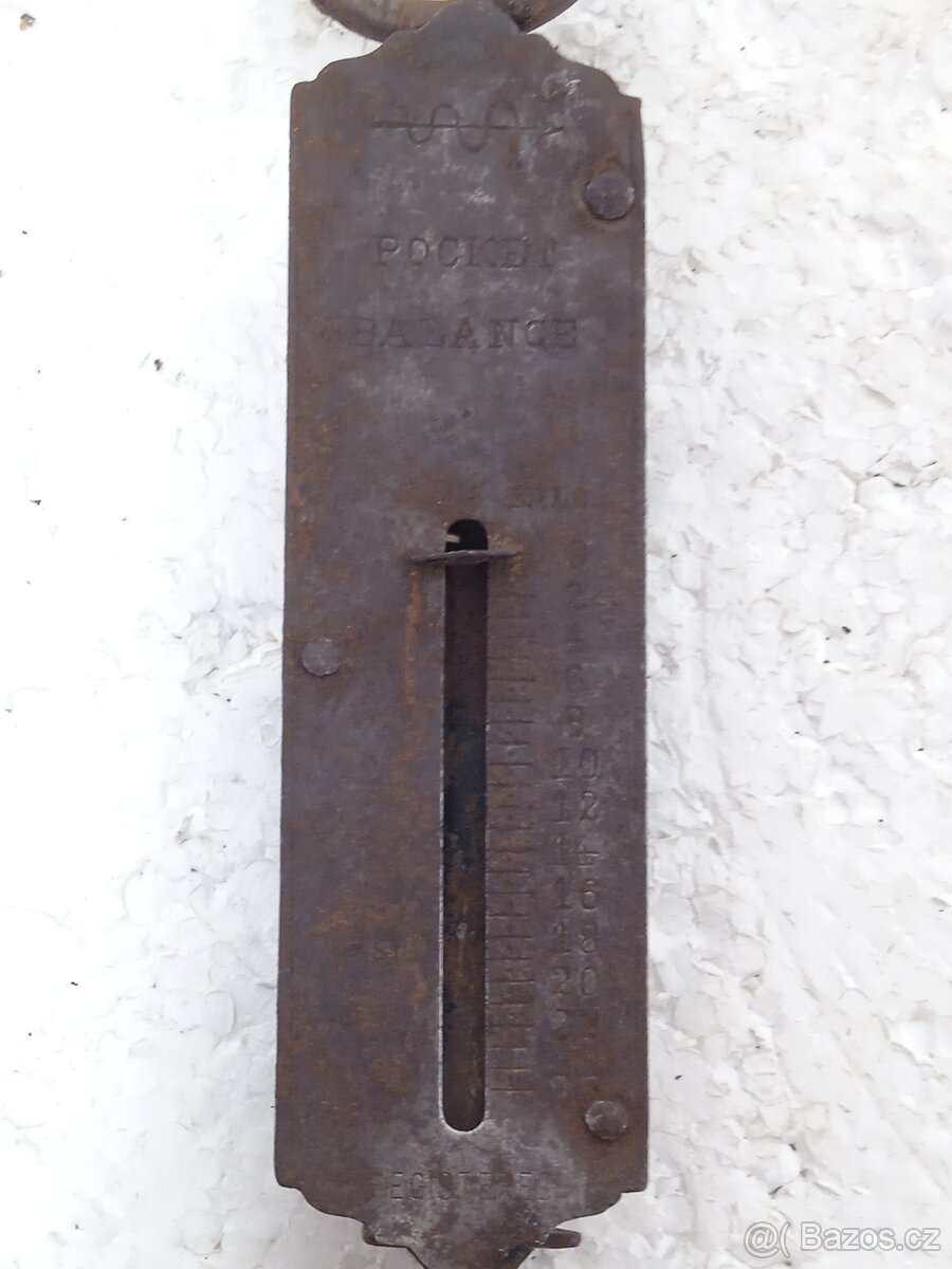 Retro starý kovový mincíř pružinová váha - 25kg - 5