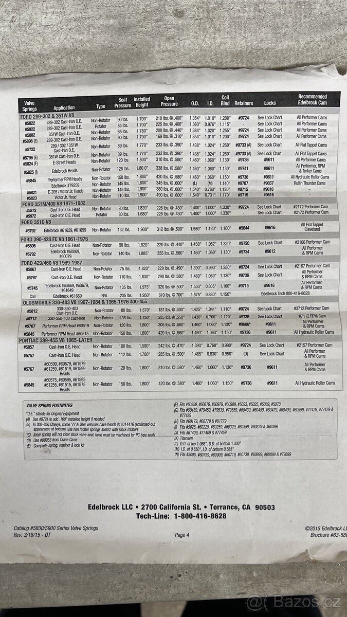 Edelbrock pružiny ventilů hlavy - 5