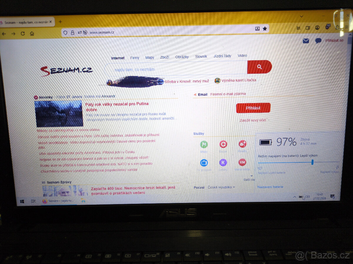 prodám notebook Asus x55c, Intel Core i3 2,4GHz, SSD - 5