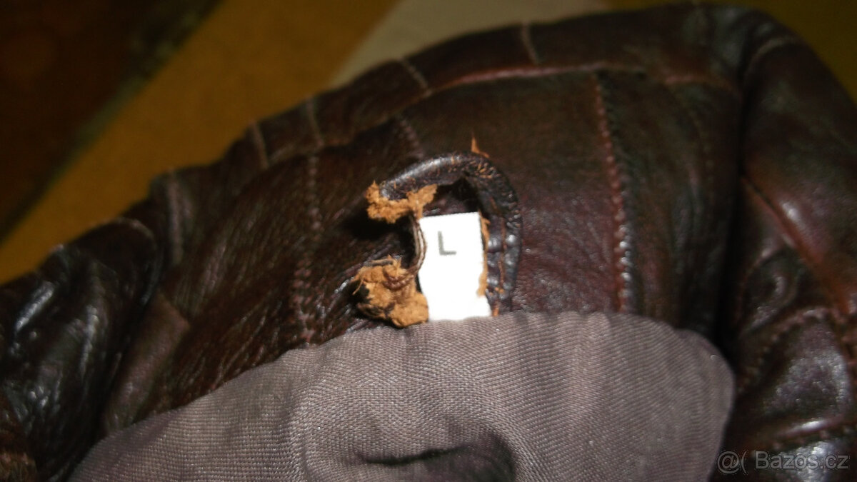 kožený kabát černý / bunda hnědá - 5