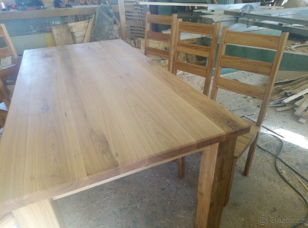 Jídelní stůl dub masiv a židle - 5