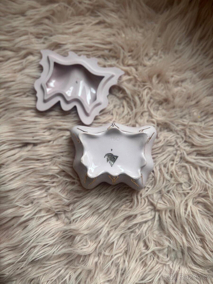 Růžový porcelán dóza Motýl - 5