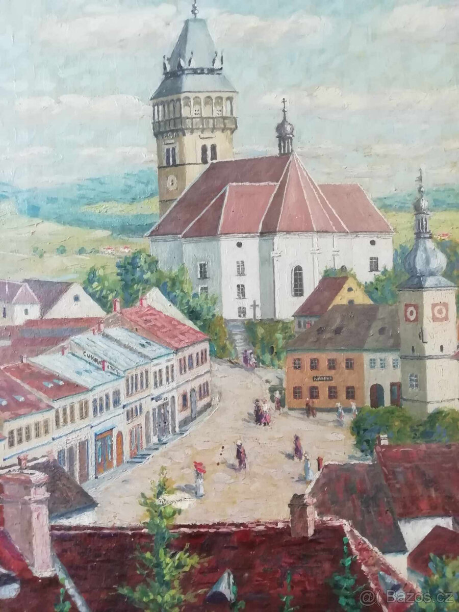 Prodám obraz Dačice z roku 1926 - pouze osobní odběr v Kolín - 5